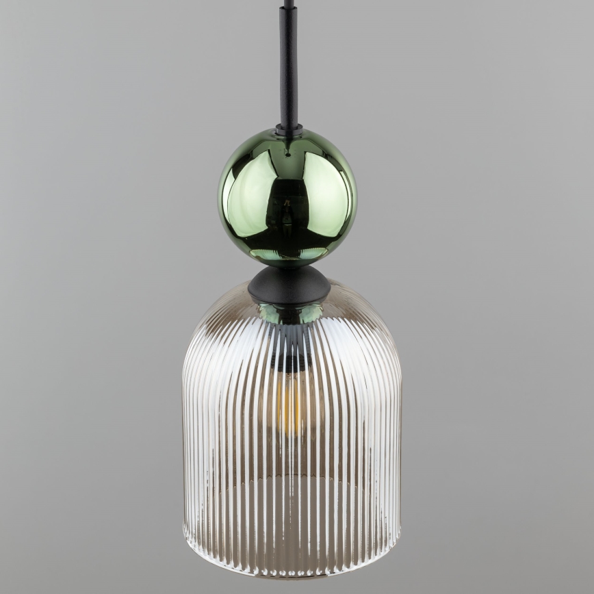 Hänglampa med sladd SOPHIA 1xE14/10W/230V svart/grön/rökbeige