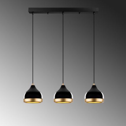 Hänglampa med vajer YILDO 3xE27/40W/230V svart/guld