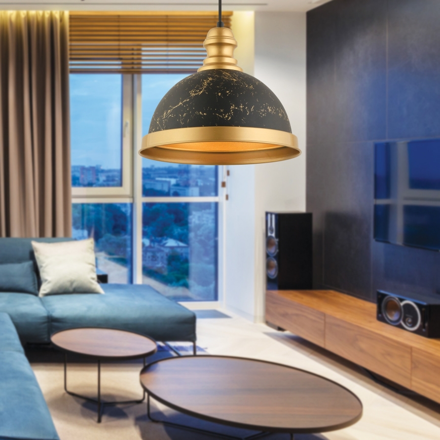 Hänglampa MONZA 1xE27/40W/230V Ø 29 cm svart/brons