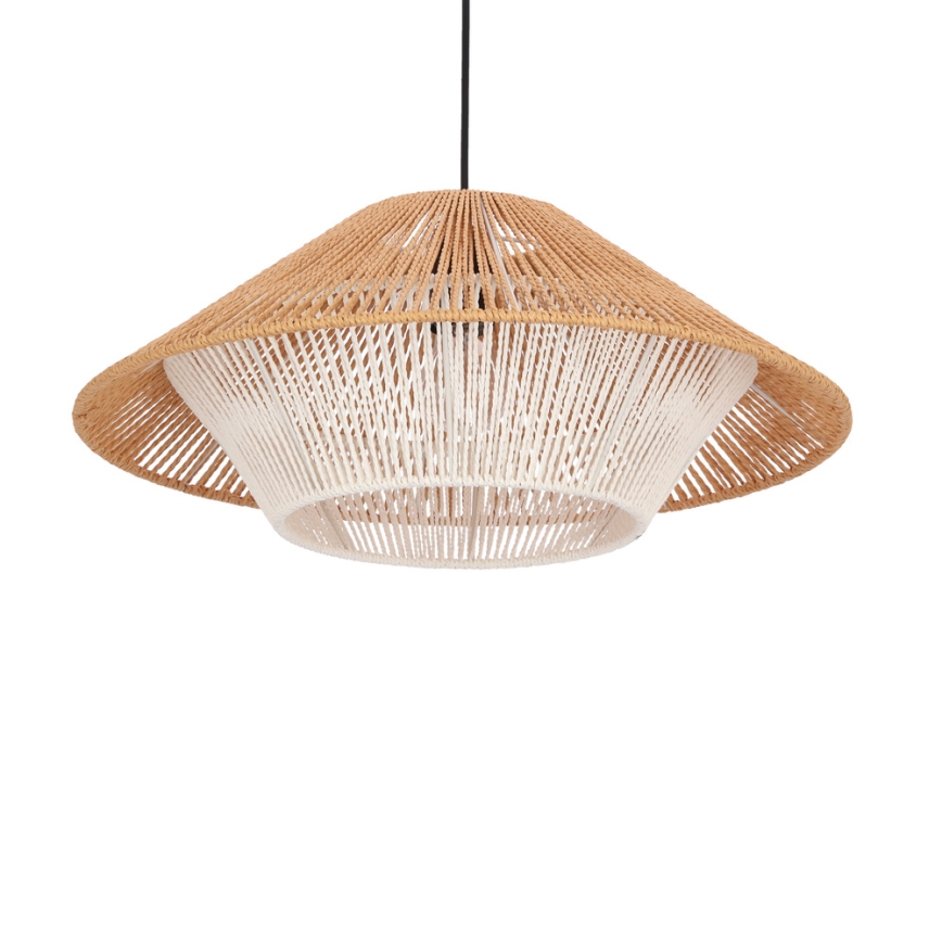 Hänglampa på kabel AFRICA 1xE27/40W/230V Ø 50 cm brun/krämfärgad