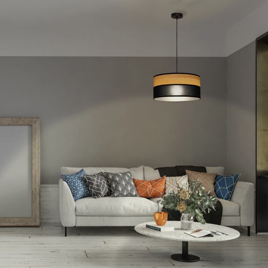 Hänglampa på kabel ALBA 1xE27/15W/230V Ø 45 cm svart/brun