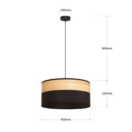 Hänglampa på kabel ALBA 1xE27/15W/230V Ø 45 cm svart/brun