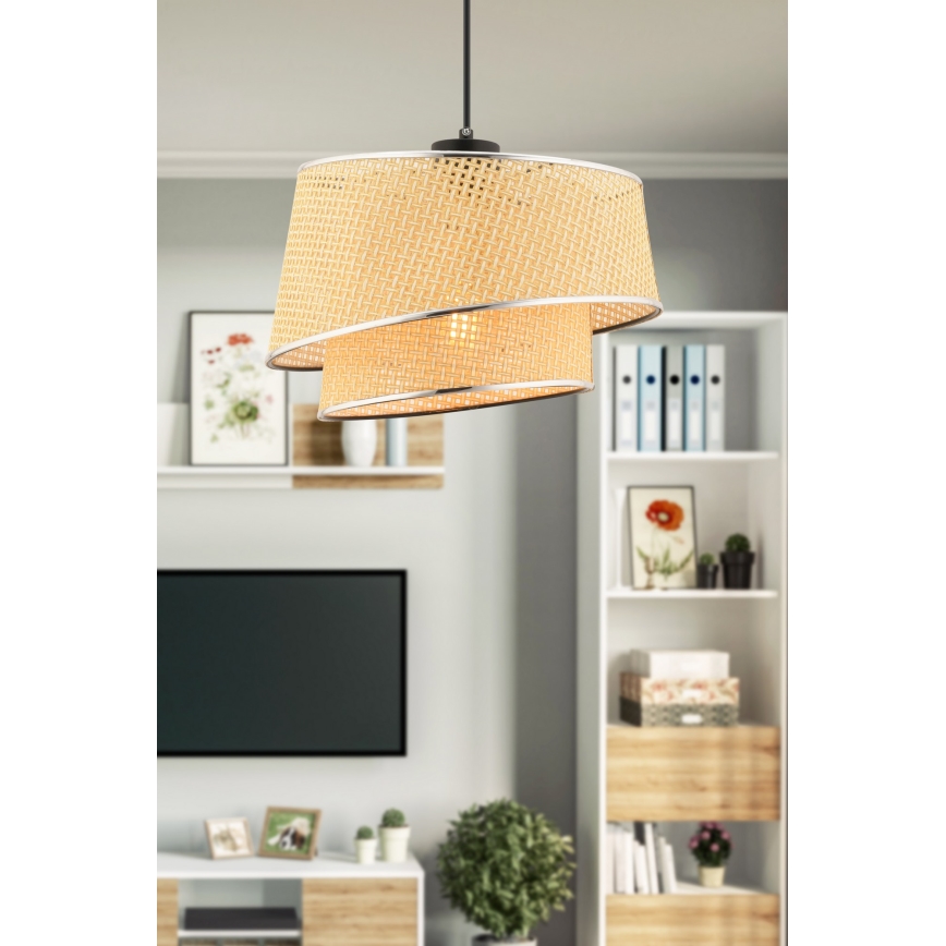 Hänglampa på kabel BARETTE 1xE27/60W/230V beige/blank krom