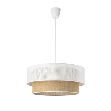 Hänglampa på kabel BORHO 1xE27/60W/230V Ø 40 cm vit/jute