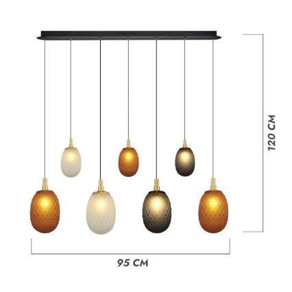 Hänglampa på kabel CACTUS 7xG9/5W/230V koppar/grå/vit