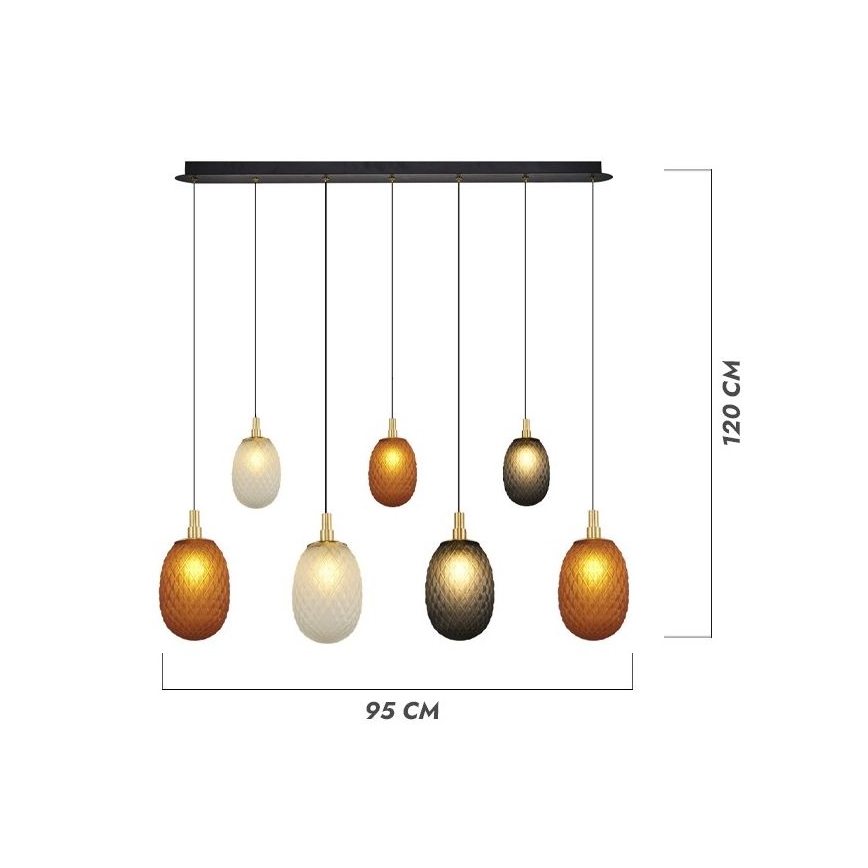 Hänglampa på kabel CACTUS 7xG9/5W/230V koppar/grå/vit