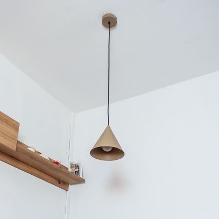 Hänglampa på kabel ETNA II 1xE27/15W/230V Ø 18,5 cm beige