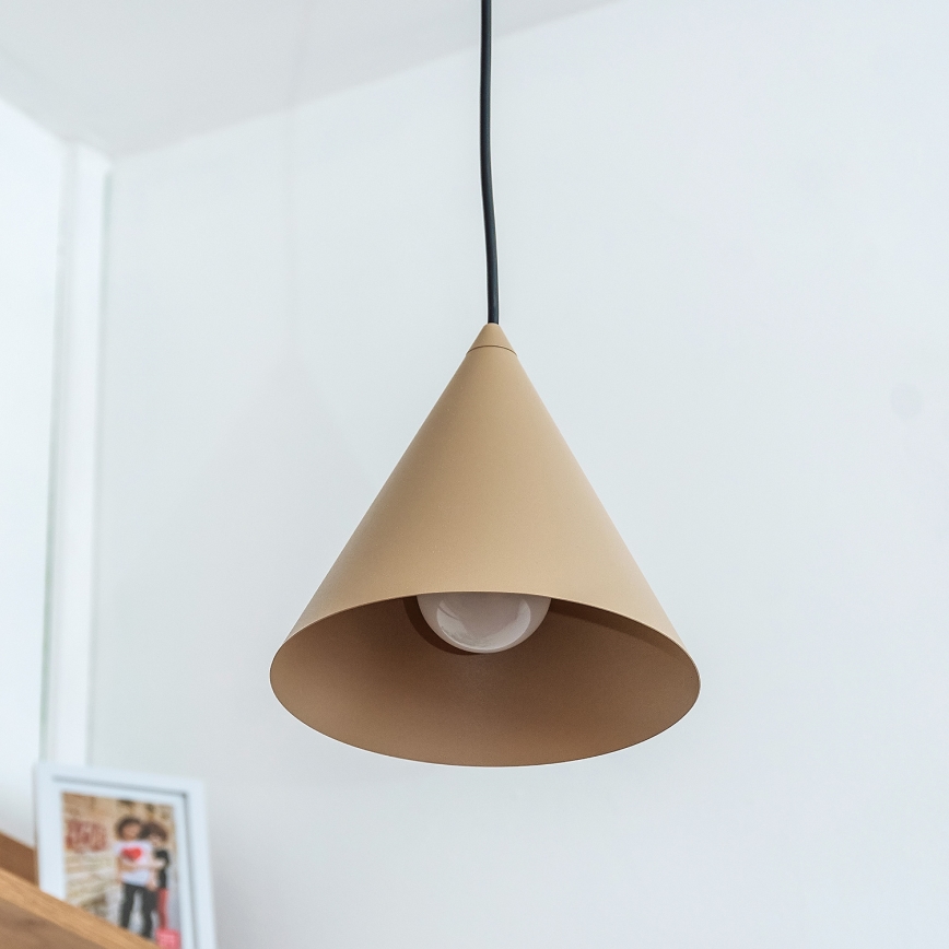 Hänglampa på kabel ETNA II 1xE27/15W/230V Ø 18,5 cm beige