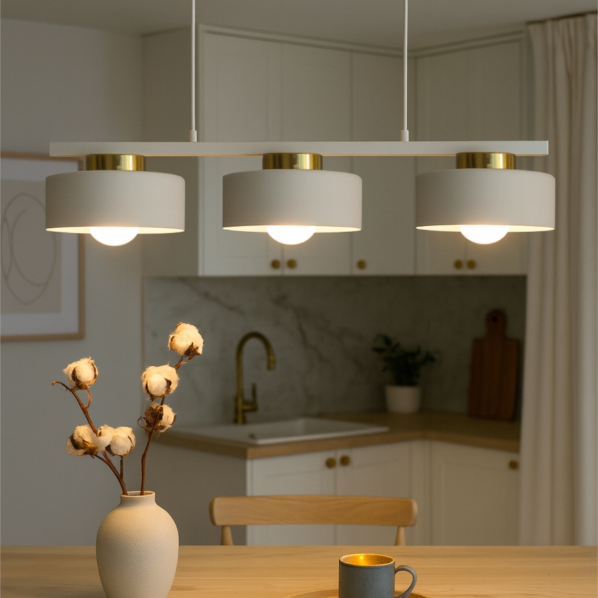 Hänglampa på kabel IGNIA 3xE27/60W/230V vit/guld