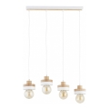 Hänglampa på kabel LARSO 4xE27/15W/230V vit/beige