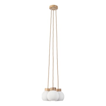 Hänglampa på kabel LOOMIS 3xE27/15W/230V 130 cm beige/ek