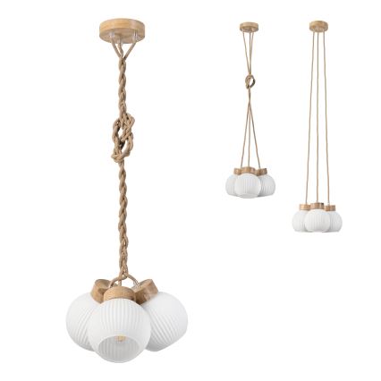 Hänglampa på kabel LOOMIS 3xE27/15W/230V 130 cm beige/ek