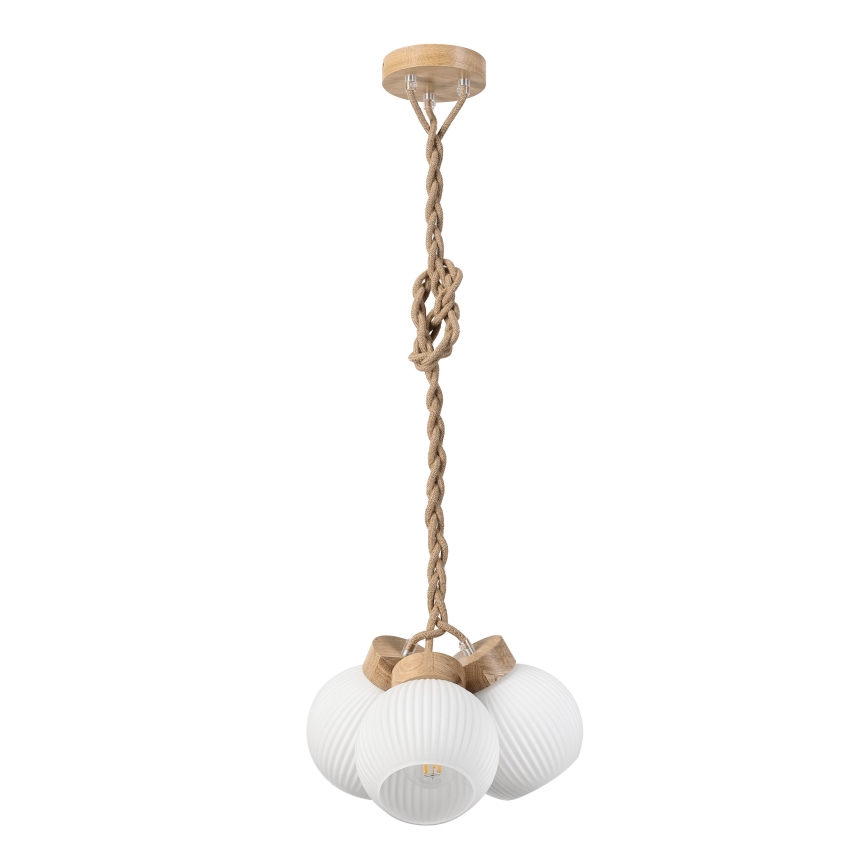 Hänglampa på kabel LOOMIS 3xE27/15W/230V 130 cm beige/ek