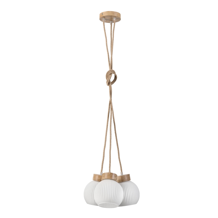Hänglampa på kabel LOOMIS 3xE27/15W/230V 130 cm beige/ek