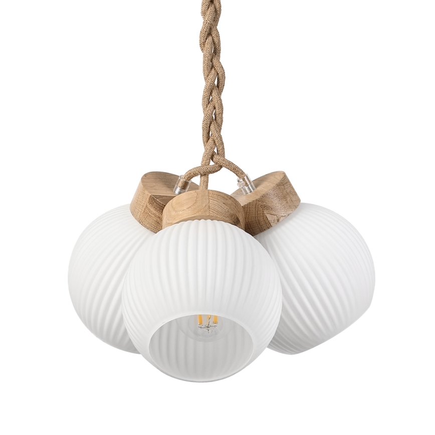 Hänglampa på kabel LOOMIS 3xE27/15W/230V 130 cm beige/ek
