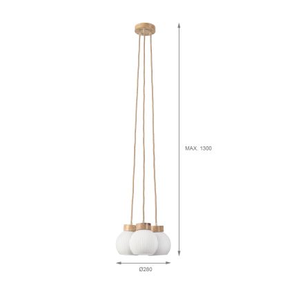 Hänglampa på kabel LOOMIS 3xE27/15W/230V 130 cm beige/ek