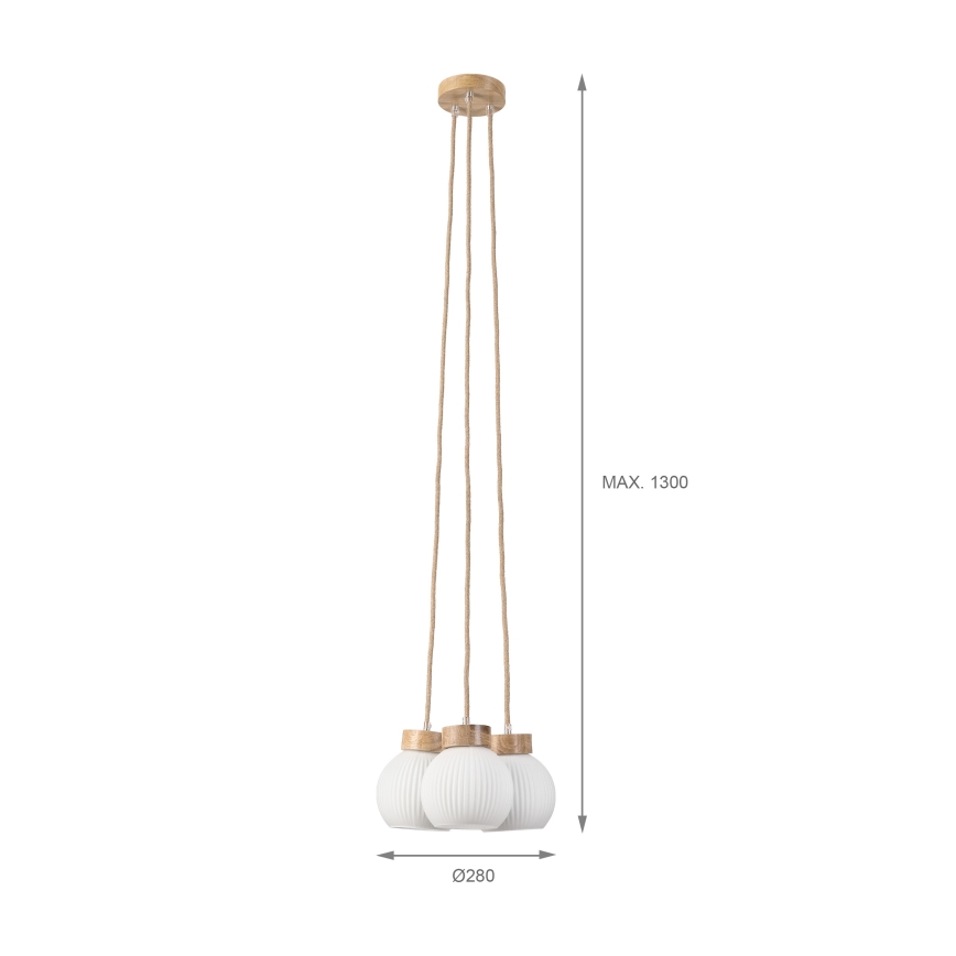 Hänglampa på kabel LOOMIS 3xE27/15W/230V 130 cm beige/ek