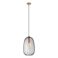 Hänglampa på kabel OVELLA 1xE27/15W/230V Ø 25 cm svart/furu