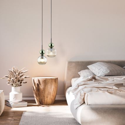 Hänglampa på kabel SOPHIA 1xE14/10W/230V svart/grön/rökbeige