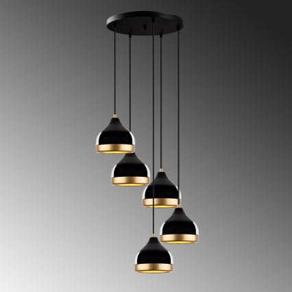 Hänglampa på kabel YILDO 5xE27/40W/230V svart/guld