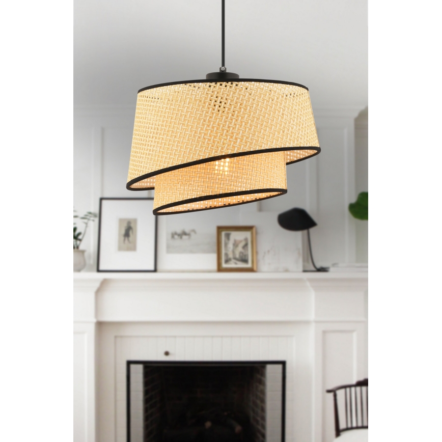 Hänglampa på sladd BARETTE 1xE27/60W/230V beige/svart