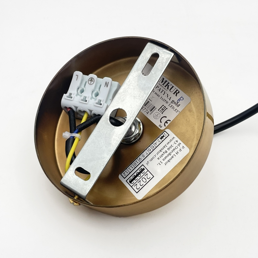 Hänglampa på sladd HECTOR 1xE27/15W/230V vit/mässing Ø 14 cm