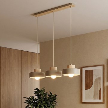 Hänglampa på sladd KIVI 3xE27/15W/230V beige