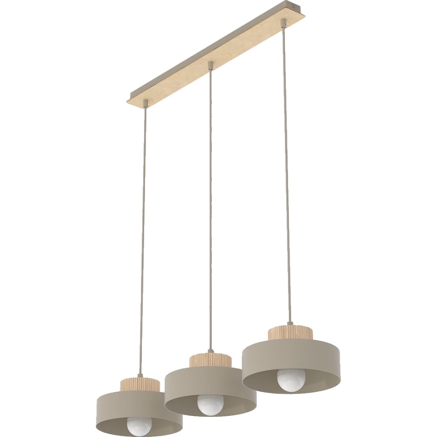 Hänglampa på sladd KIVI 3xE27/15W/230V beige