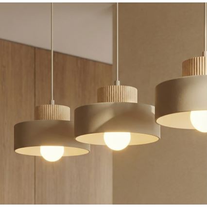 Hänglampa på sladd KIVI 3xE27/15W/230V beige