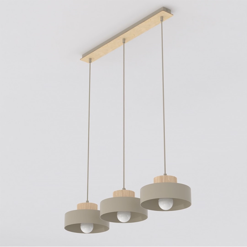 Hänglampa på sladd KIVI 3xE27/15W/230V beige