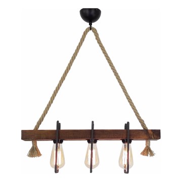 Hänglampa på sladd KUTUK 3xE27/40W/230V i furu