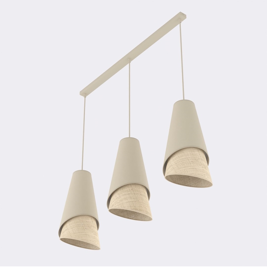 Hänglampa på sladd MODA 3xE27/15W/230V beige/rattan
