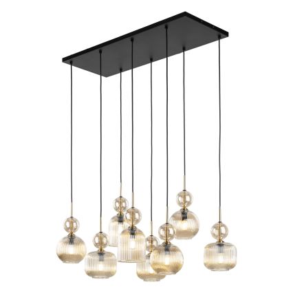 Hänglampa på vajer SOPHIA 8xE14/10W/230V svart/rökbeige