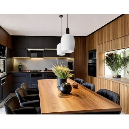 Hänglampa på vajer WOLKEN 1xE27/40W/230V vit/svart