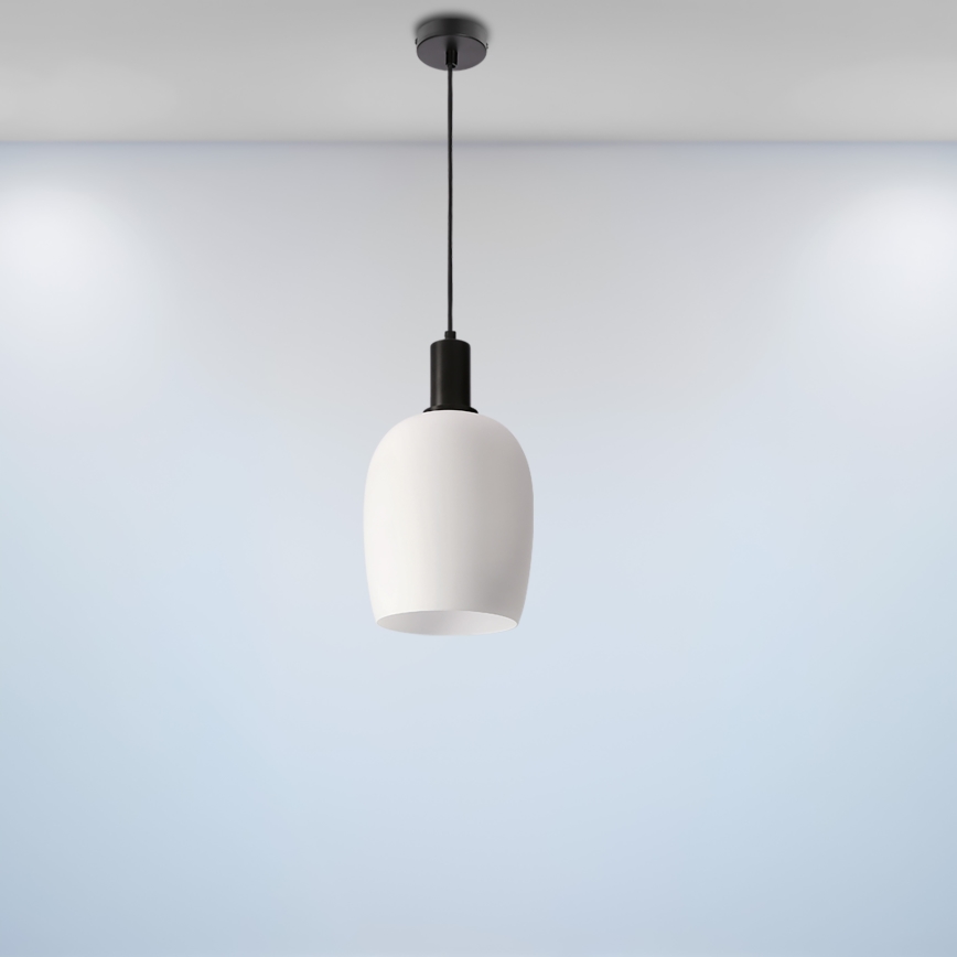 Hänglampa på vajer WOLKEN 1xE27/40W/230V vit/svart