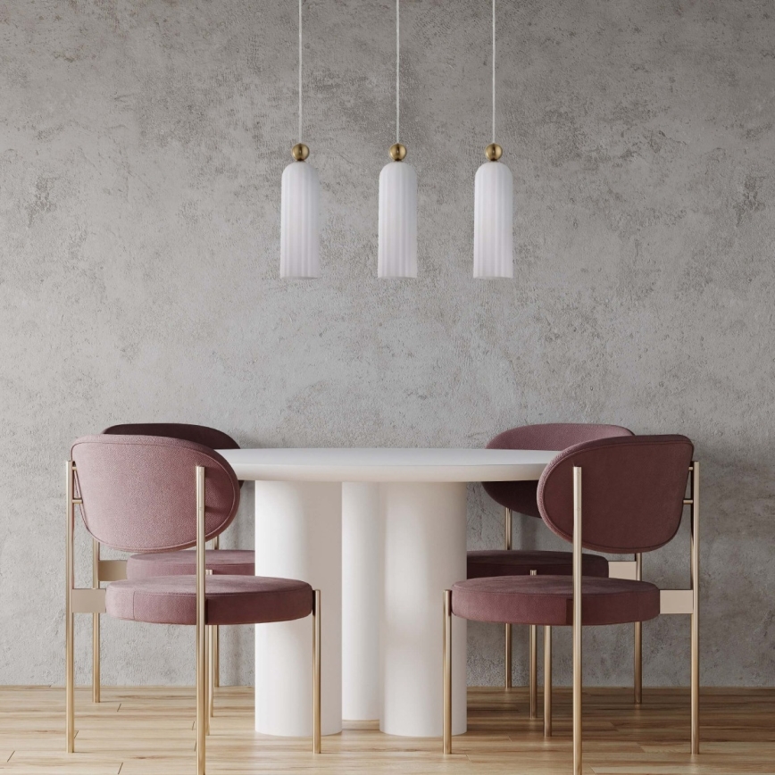 Hänglampa PIEGA på sladd 3xE14/40W/230V, mässing/vit