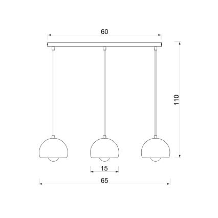 Hänglampa SOOL med kabel 3xE27/15W/230V svart