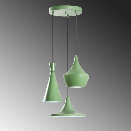 Hänglampa TOM med sladd 3xE27/40W/230V grön