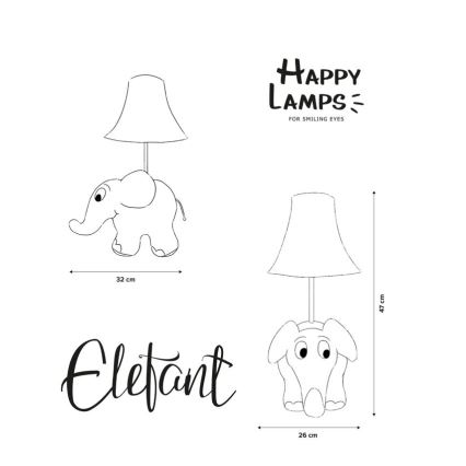 Happy Lamps - LED Barnbordslampa ELEFANT FRÅN SENDUNG MIT DER MAUS LED/5,4W/230V elefant