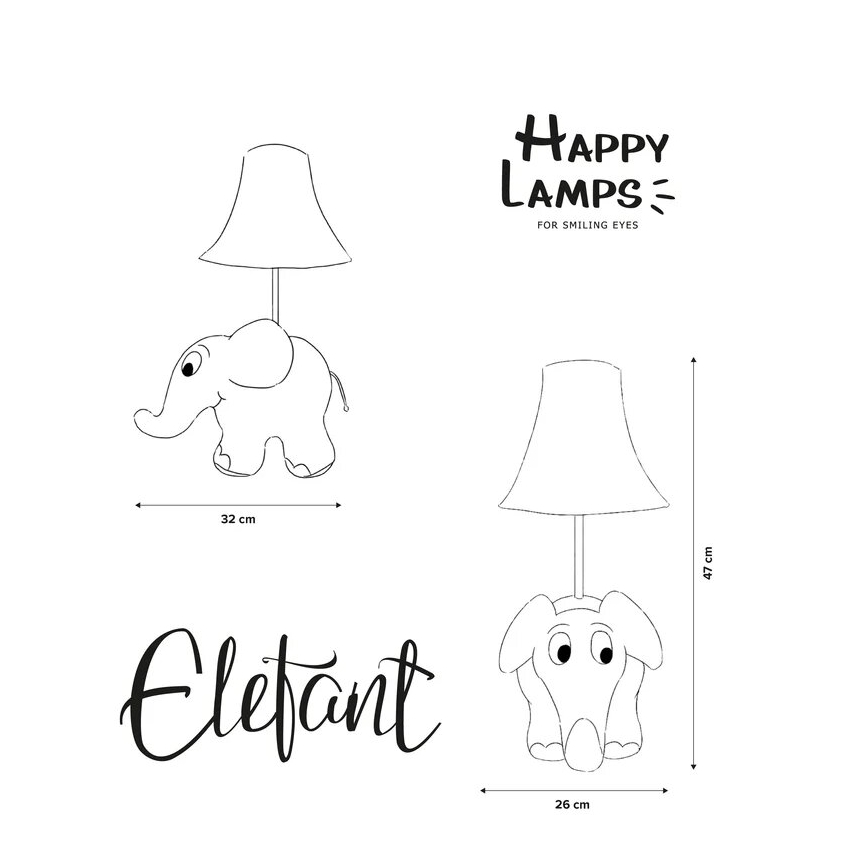 Happy Lamps - LED Barnbordslampa ELEFANT FRÅN SENDUNG MIT DER MAUS LED/5,4W/230V elefant
