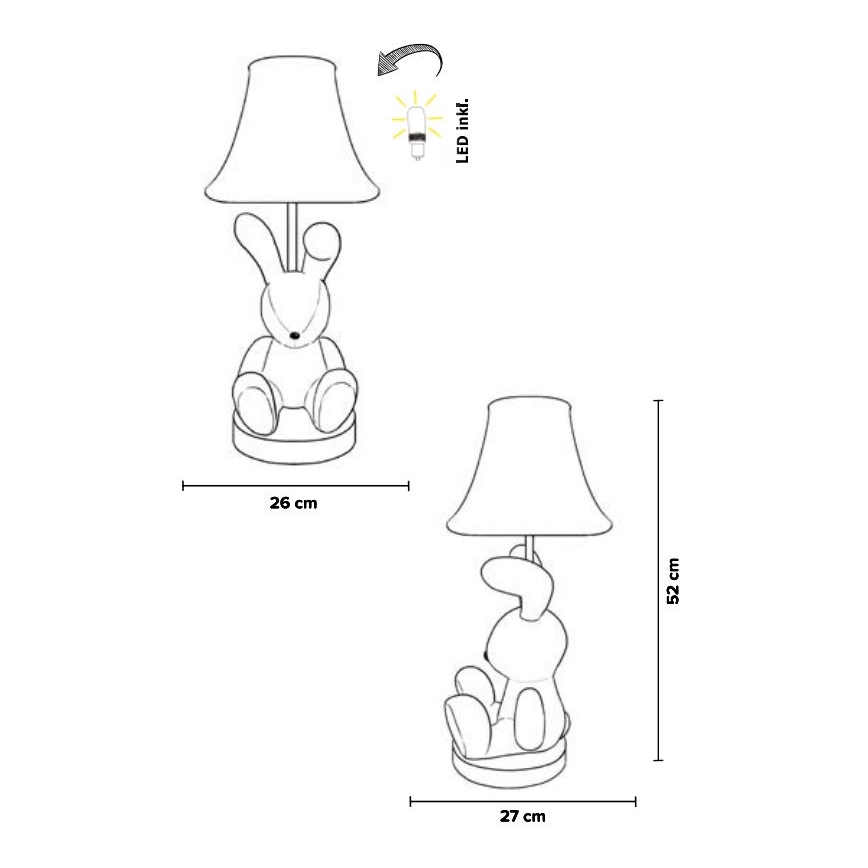 Happy Lamps - LED bordslampa för barn BENNY LED/5,4W/230V kanin