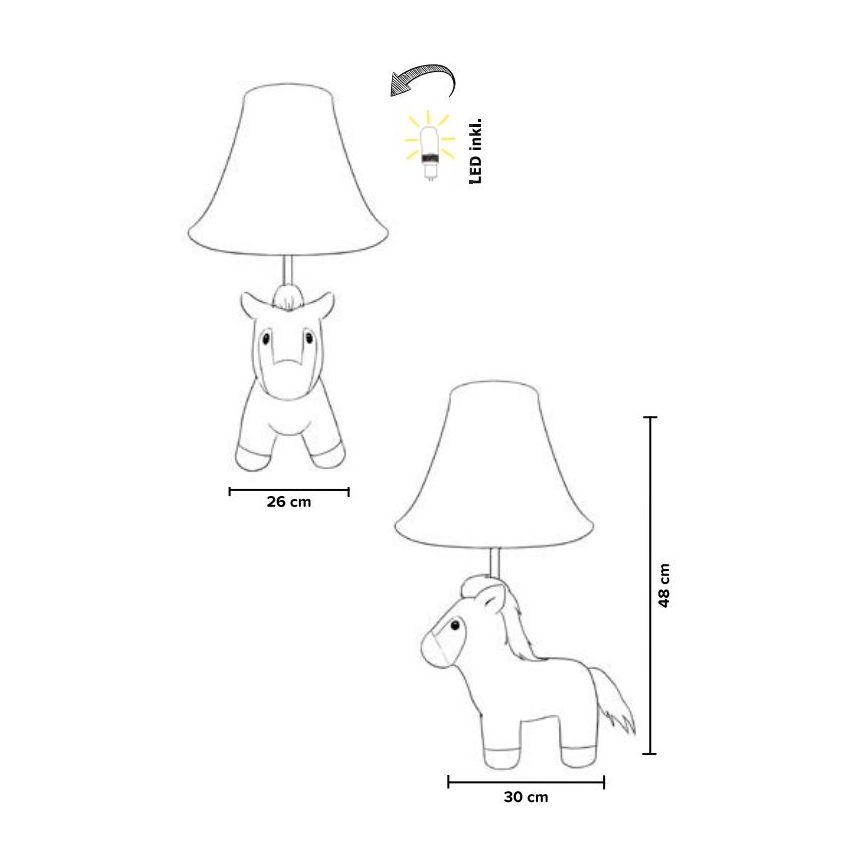 Happy Lamps - LED bordslampa för barn ELVIS LED/5,4W/230V häst
