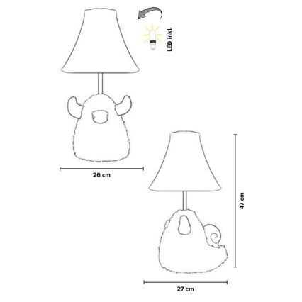 Happy Lamps - LED bordslampa för barn HUGO LED/5,4W/230V tjur