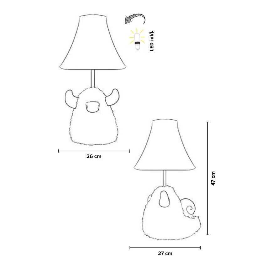 Happy Lamps - LED bordslampa för barn HUGO LED/5,4W/230V tjur