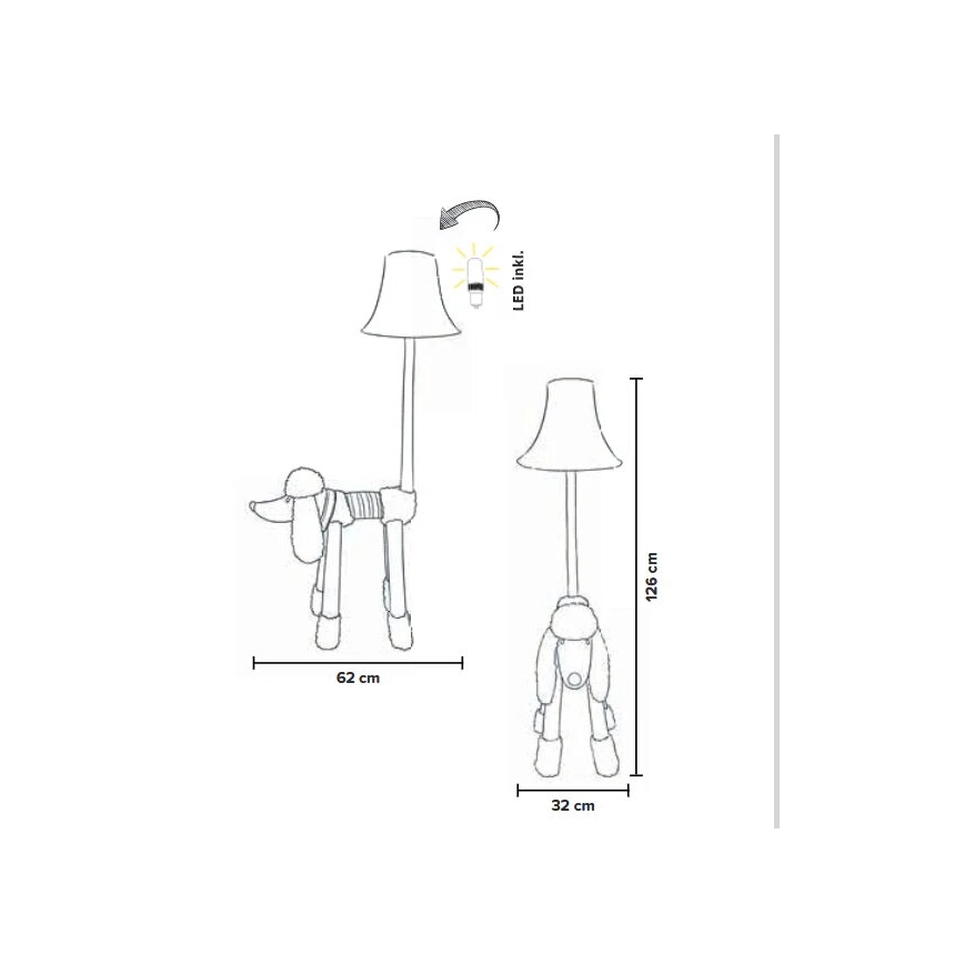 Happy Lamps - LED Golvlampa för barn BELLO LED/5,4W/230V pudel
