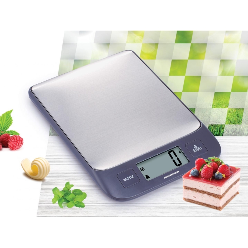 Heinner HKS-5IXBK - Digital köksvåg 2xAAA grå/matt krom