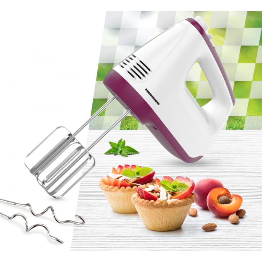 Heinner HM-400BG - Handmixer 400W/230V vit/lila