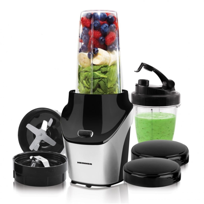 Heinner HSB-T1000SS - Smoothie- och nutrimixer 1000W/230V matt krom/svart