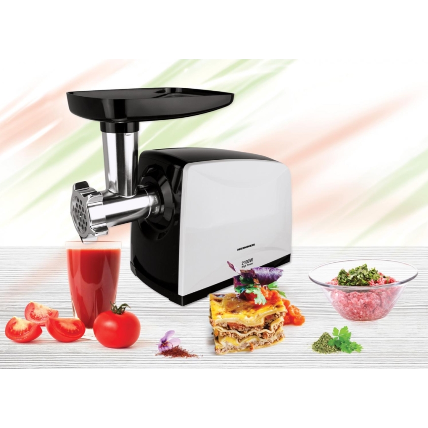 Heinner MG-2100BKWH - Köttkvarn 2100W/230V svart/vit