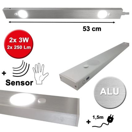HiLite - LED underskåpsbelysning med sensor BERN 2xLED/3W/230V 4000K